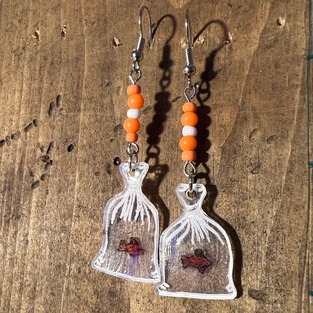 Bagged Goldfish Dangle Earrings